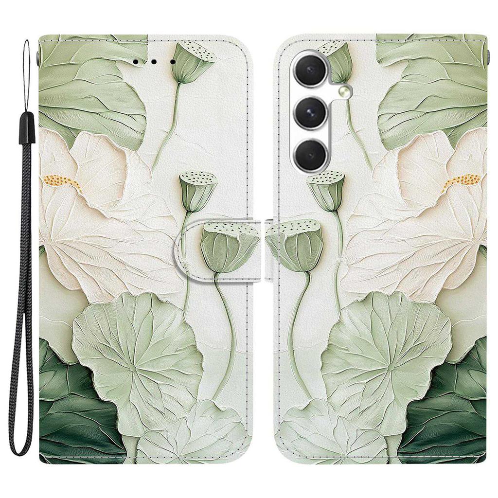 For Samsung Galaxy S25/S24 Wallet Case Pattern Printing Leather Stand Phone Cover with Strap