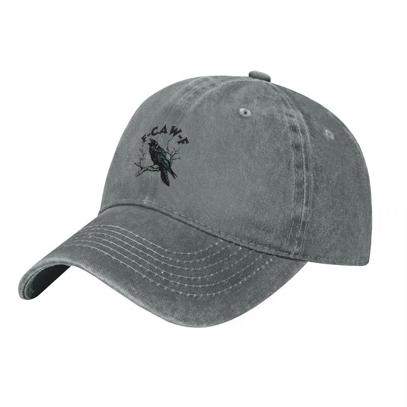 Gewaschene Canvas Baseballkappe mit Krähenstickerei Klassisch Schwarz Verstellbare Passform Unisex Streetwear Hut für Unisex und Damen
