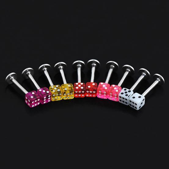 20 st Mixed Cube Tärningar Läpp Öronstift Ringar Tragus Labret Body Piercing Bars