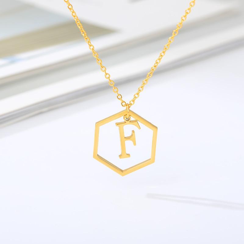 Simple and stylish English alphabet small fresh k gold titanium steel necklace women's accessories geometric collarbone chain