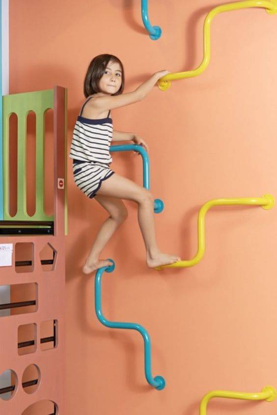 curved ceiling pull up bar - turqouise