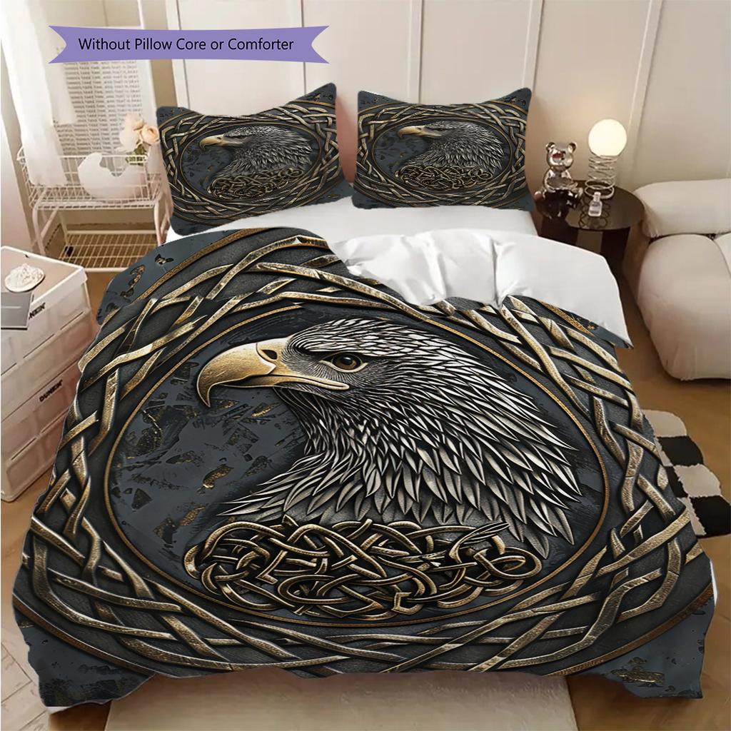Eagle Pattern Bedding Quilt Set Quilt Cover Pillowcase Home Decoration Birthday Gift (1 * duvet cover + 2 * pillowcase, without core)