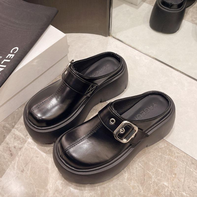 Fashion Platform Mules Slipper Shoes Women Slingback Slippers Shoes 2025 New Spring Summer Casual Flat Bottom Walking Flip Flops Female