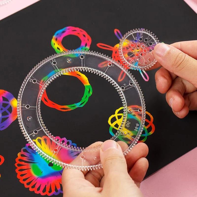 10-33 Stück Spirograph Design Kunsthandwerk Set Klassisch Erstaunlich Regenbogen Magisches Rubbelpapier Set Kinder Kinder Pädagogisches Zeichenspielzeug