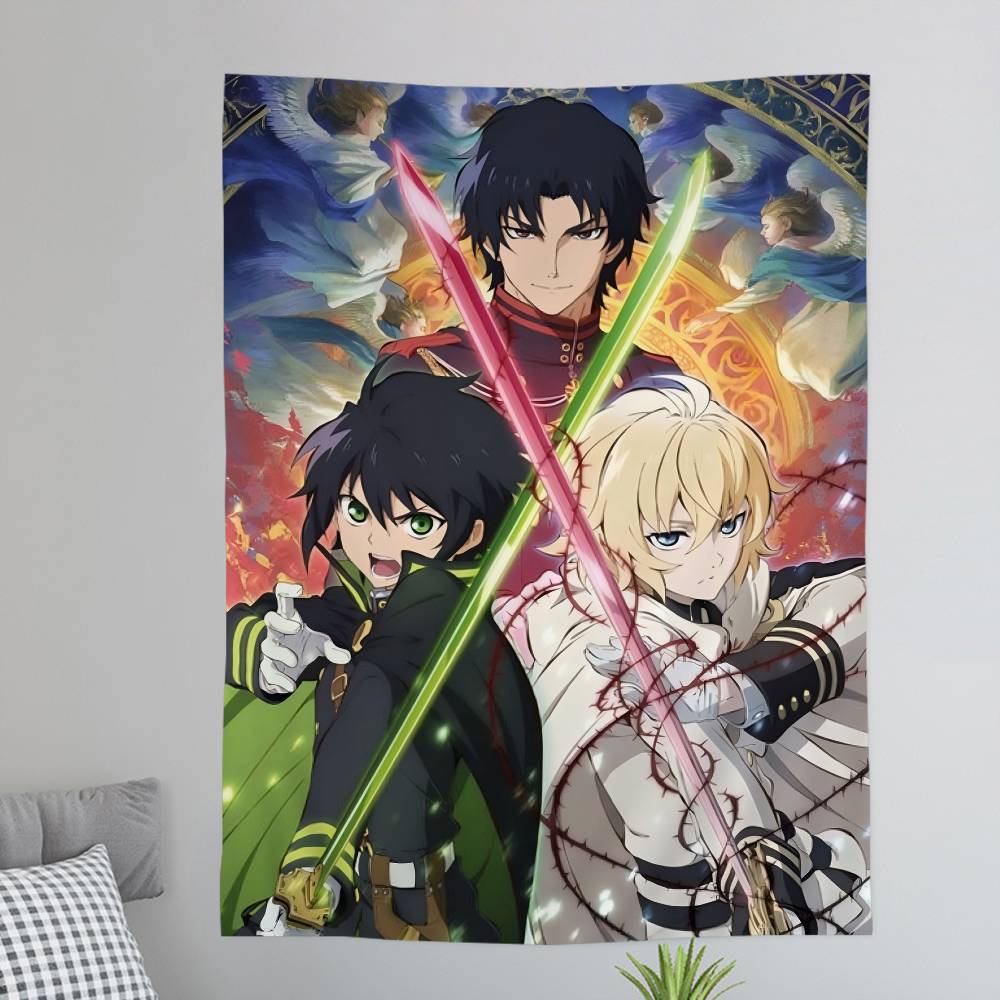 Seraph of the End Yuichiro Hyakuya Asuramaru Wall Tapestry of the Demon Pair Room Decor for Shonen Anime Supernatural Fans