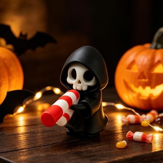 Hochwertige 3D-Drucke 9 Stück Sensenmann-Figuren, Coole Totenkopf-Skelett-Statuen, Gothic Dunkle Halloween Stilvolle Raumdekoration für Schlafzimmer
