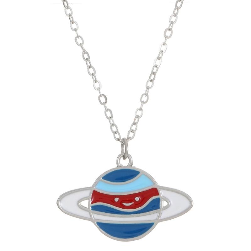 Hip Hop Style Collarbone Chain Planet Pendant Necklace Fashionable and Trendy Neckchain Jewelry Neck Chain Accessories