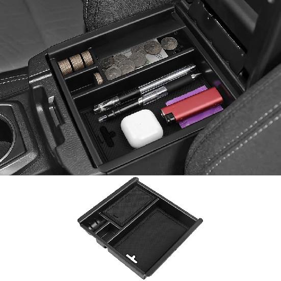 YOJOJOCO Center Console Organizer Compatible With Hyundai -2025 2026 Elantra Accessories (NOT Fit Manual Hand Break Models) Black ABS Plastic