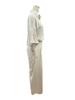 Autumn 2025 Solid Color Cotton Linen Two-Piece Set: Long Sleeve Shirt & Wide Leg Pants