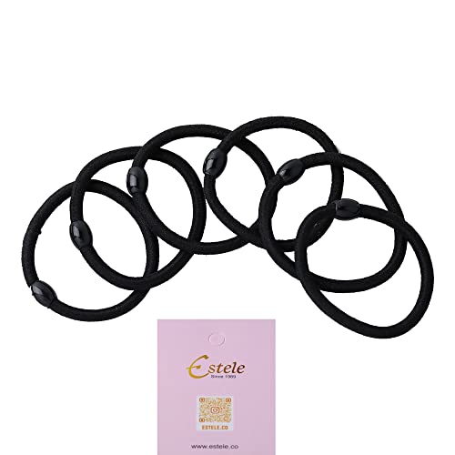Estele Black Color Pain Shining Hair Rubber Bands for Women/girls (Pack of 6)