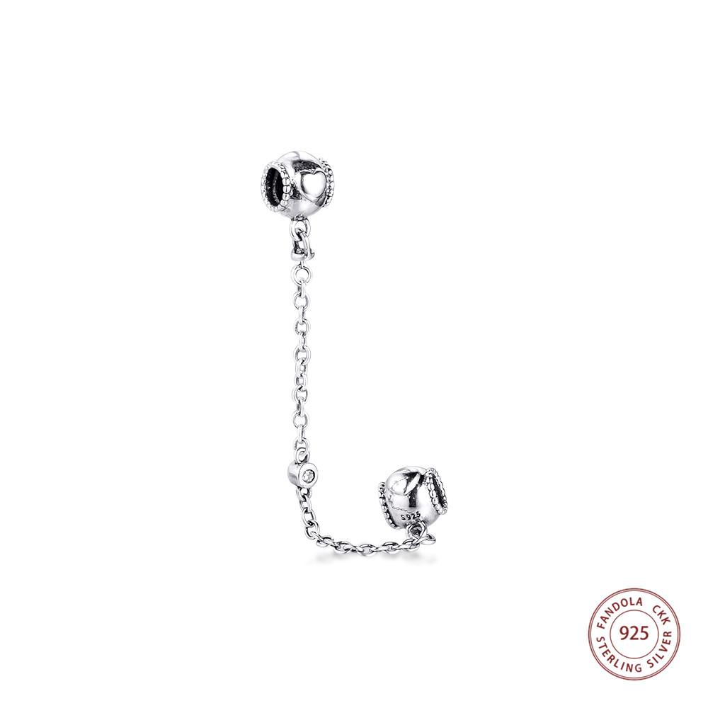 Passend für Europa-Armbänder, geprägte Herzen, Sicherheitsketten-Charms, 925er-Sterlingsilberperlen für die Schmuckherstellung