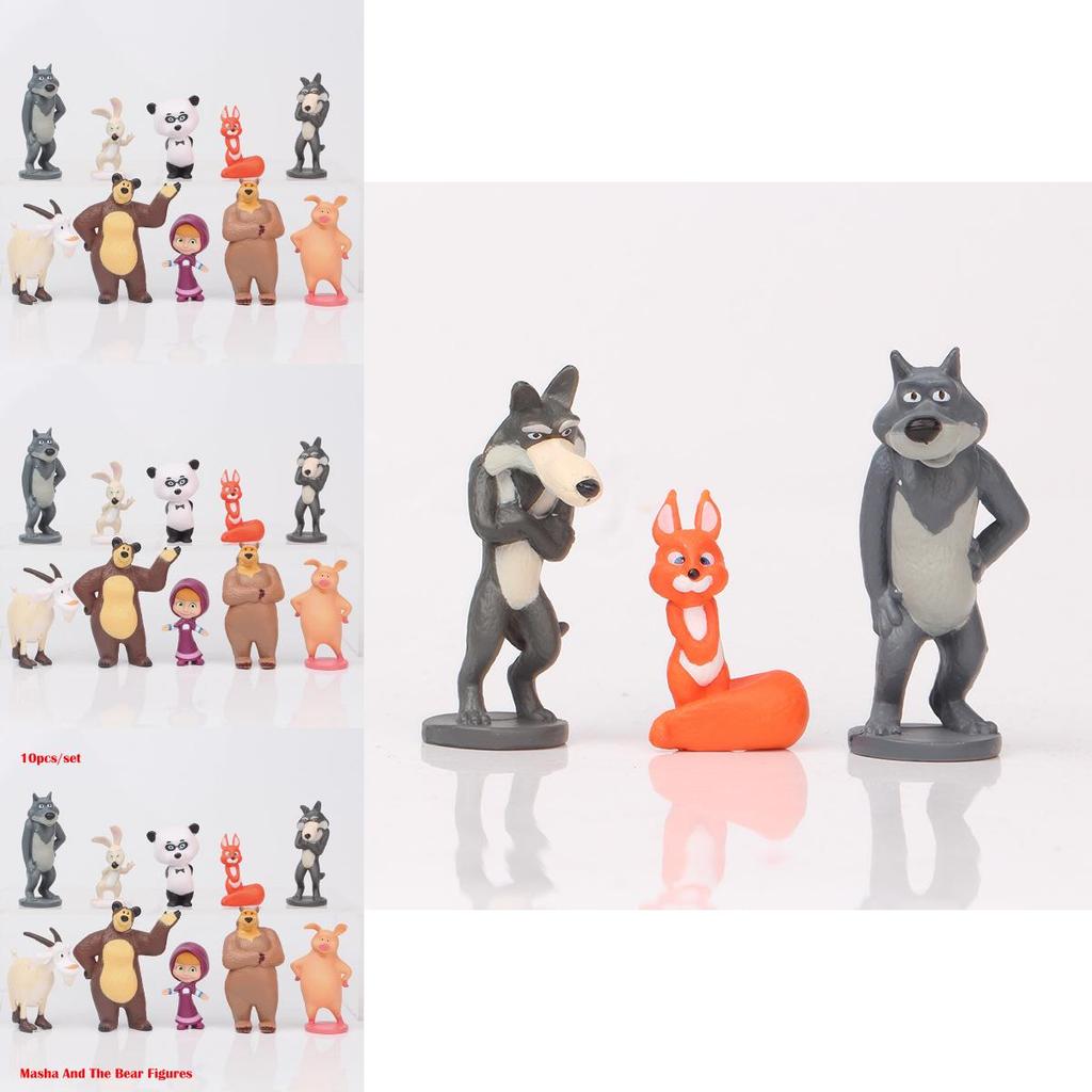 Entzückendes Mascha und der Bär Actionfiguren-Set Perfekt für Tortenaufsätze und Spielspaß
