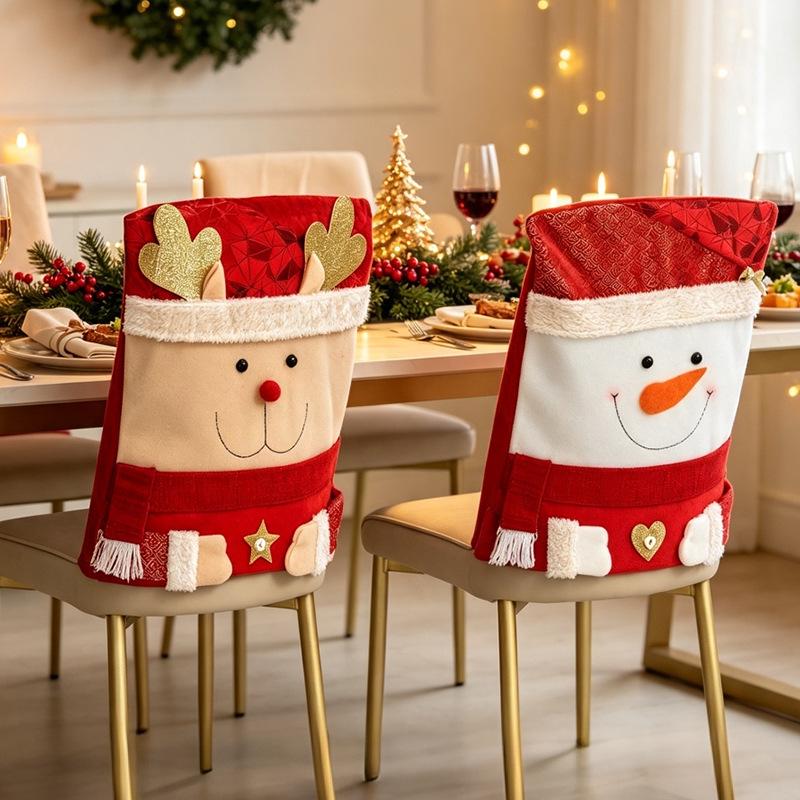 Santa Claus Red Chair Covers for Christmas Dining Room