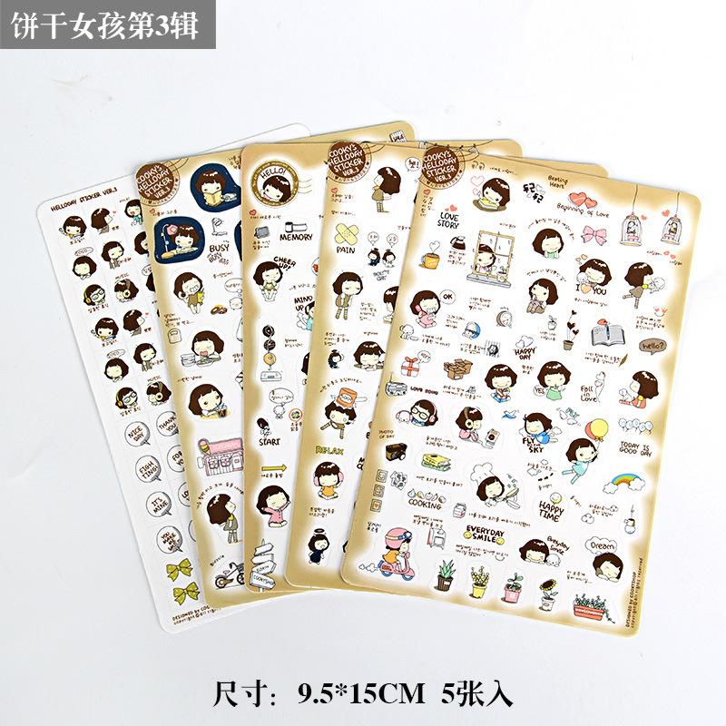 6Pcslot Korean Waterproof Cartoon Cute Transparent Diy Decoration Stickers Hand Account Stickers Kawaii Plastic Cup Stickers