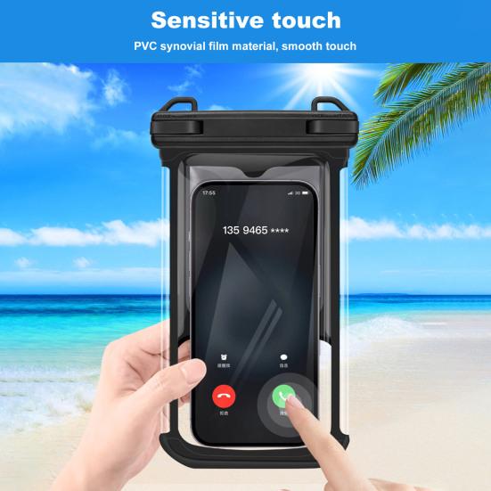 Waterproof Phone Pouch with Lanyard Touchscreen Clear Leakproof Kayaking Swimming Floating Universal 5-7.7