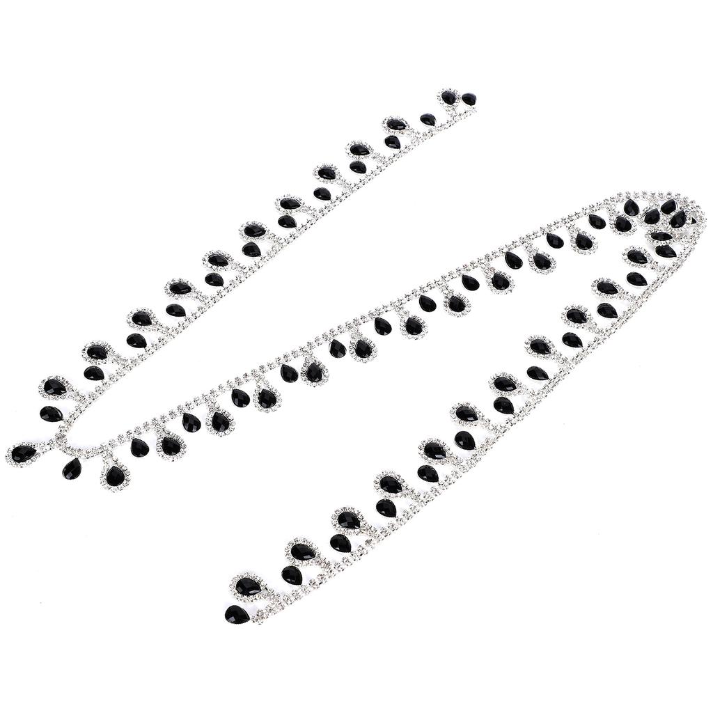 Black Rhinestone Tassel Chain Glass Drop Necklace DIY Fringe Trim Pendant Garment Decor