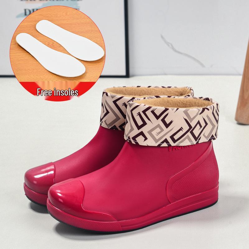 Women's Fashion Waterproof Non-Slip Fleece-Lined Short Rain Boots