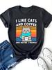 Cat Coffee Lover's Dream VintageInspired Graphic Tee Short Sleeve Round Neck Perfect Gift for Cat En