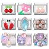 Fashion Cherry Flower Heart Star Dreamy Shiny Zircon Y2K Italian Charm Links Fit 9mm Bracelet Stainless Steel DIY Making Jewelry