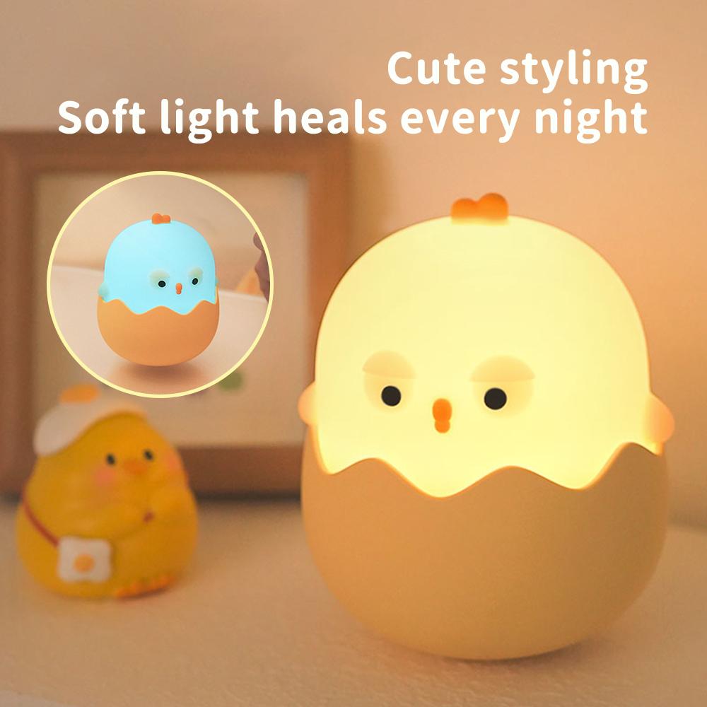 Cute Eggshell Chicken Night Lamp USB Rechargeable Silicone Lamp Tap Light Fun and Practical Desk Lamp as a Gift Is a Good Choice
