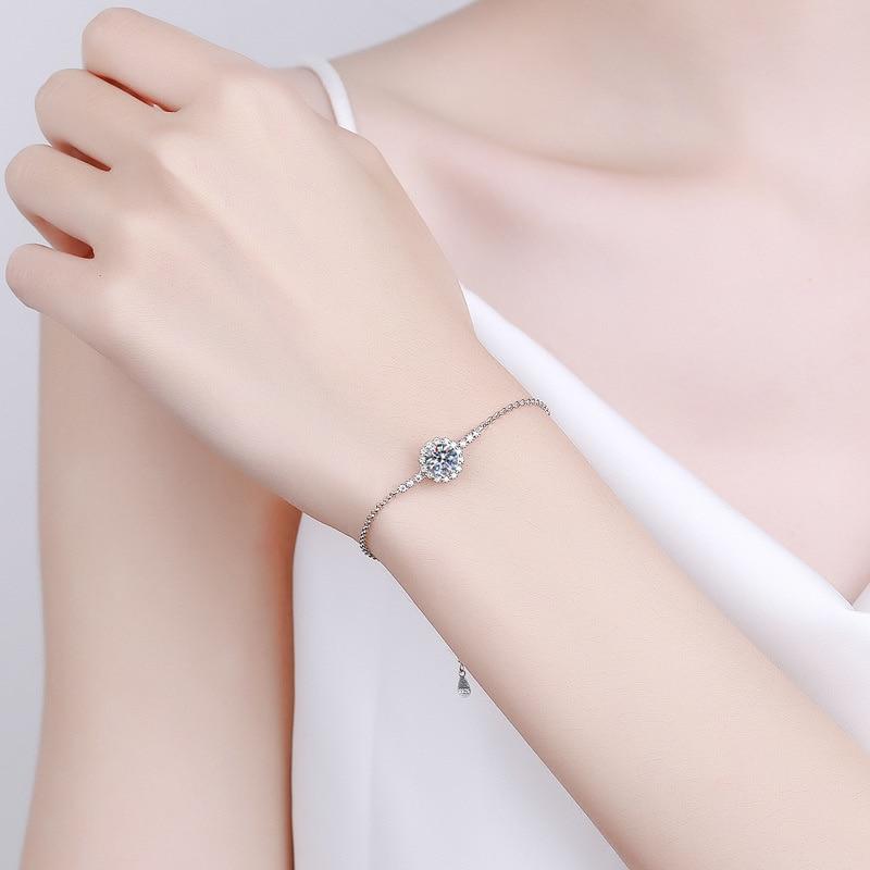 Bague Ringen S925 Sterling Silver Full Star Double Row Drill D Color Mossan Stone Bracelet Female Niche 1 Carat Mossan Diamond