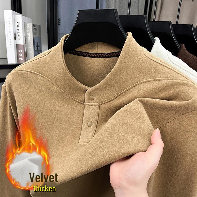 Men s Fleece-Lined Long-Sleeve Winter Hoodie with Half-High Collar M