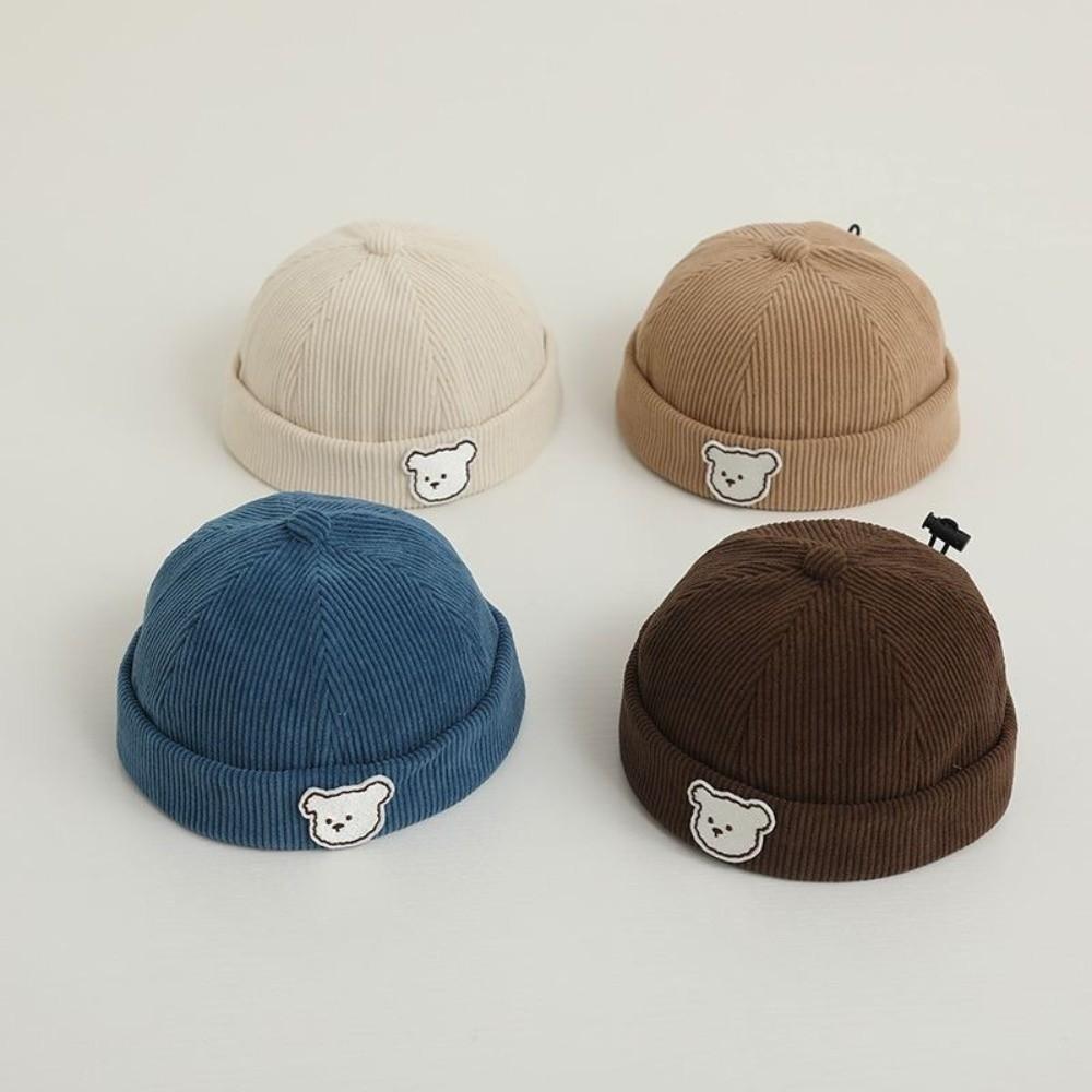 Corduroy Brimless Hat Solid Color Kids Cap Vintage Dome Beanie Autumn Winter