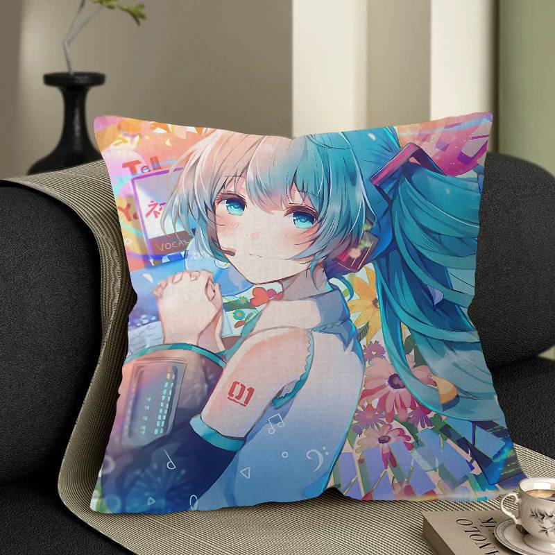 Music H-Hatsune Girl M-Mikues Cushion Cover Pillowcase Upholstery Sofa Throw Pillow Home Decor Pillowcas