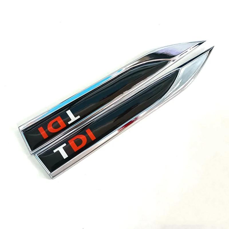 AABGJ1 2Pcs 3D Blade Metal Logo TDI Emblem Car Fender Badge Decal For Volkswagen VW Polo Golf 6 7 Passat B6 T5 TDI Sticker Accessories