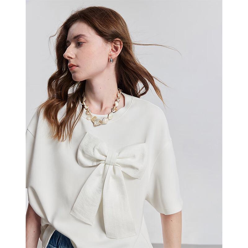 Chuyu Women's 2025 Summer Oversized Bowknot T-Shirt