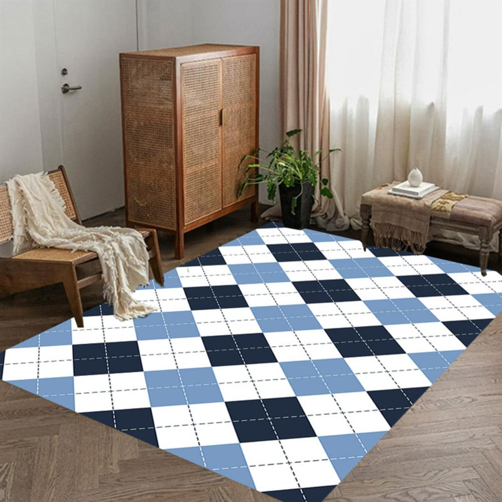 Retro Geometric Wood Grain Design Carpet Living Room Decor Sofa Rug Bedside Soft Area Rug Balcony Coffee Table Floor Mat Doormat