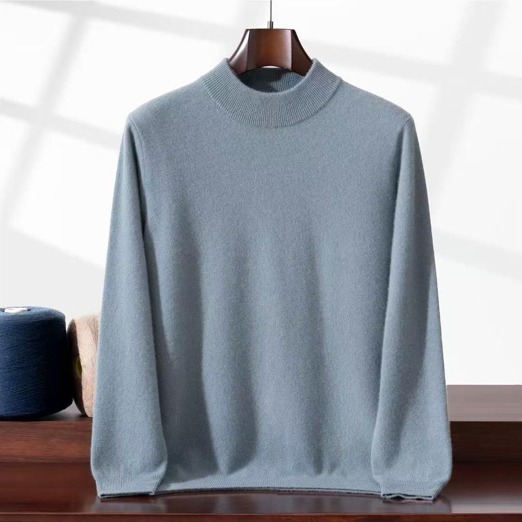 New thickened cashmere sweater semi-turtleneck sweater with cashmere bottoming knitted sweater