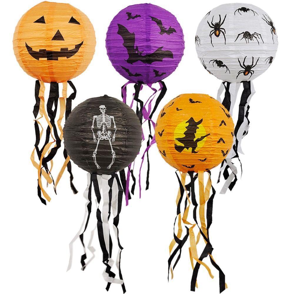 

Pumpkin Hangingn Tassels Lantern Skeleton Halloween Paper Lanterns DIY Festival Props