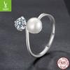 D Color Mozzarella Diamond Pearl Open Ring Women'S Charm Elegant S925 Sterling Silver Ring Jewelry