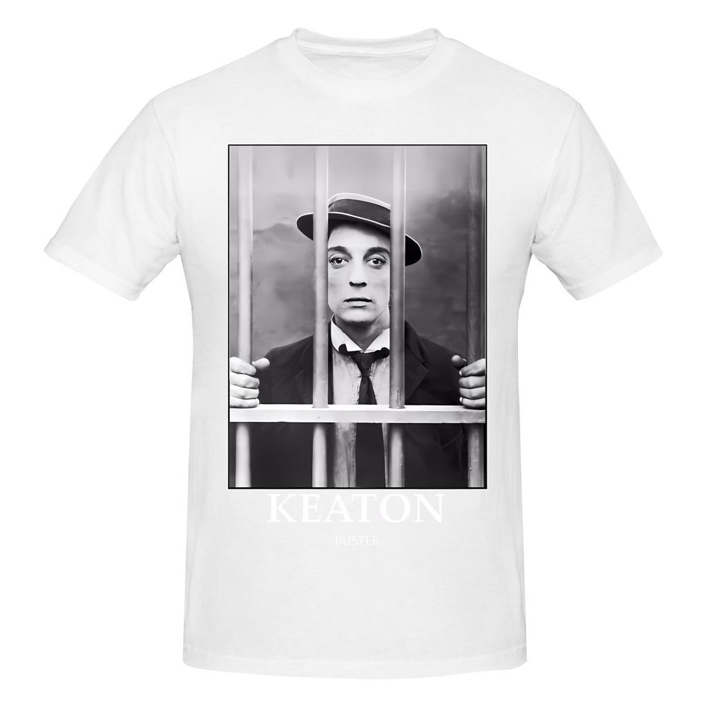 Buster Keaton Cops Bw D20 Casual Tshirt Light Minimalism Highdefinition Printing Cotton Tee