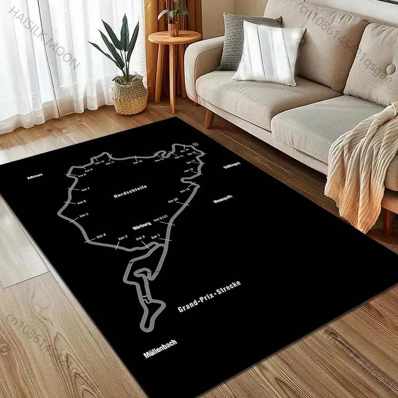 Multi Sizes Nurburgring F1 International Track Carpet for Living Room Home Decor Non-slip Floor Mat for Bedroom Large Area Rugs