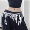 Cymbal Sequins Tassel Waist Wrap Adjustable Tie Dance Hip Skirt Stage Waist Chain  Kpop Performance