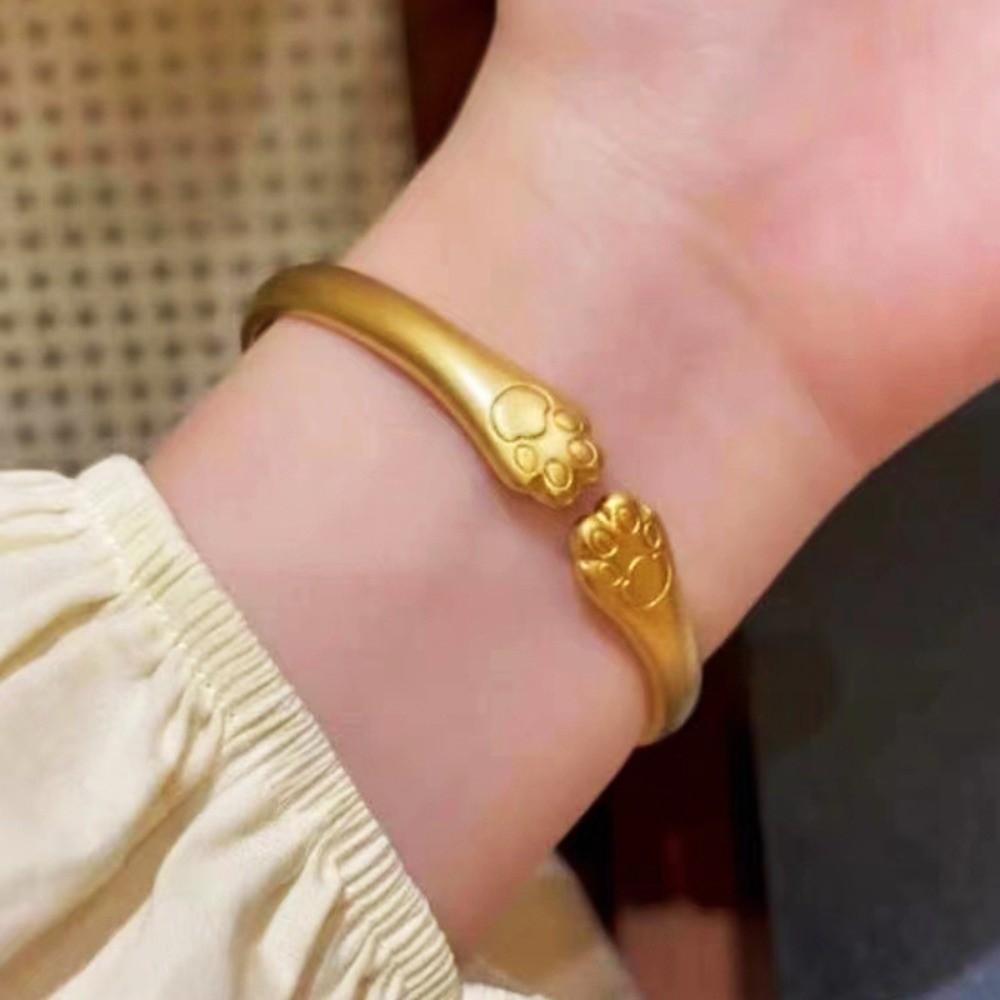 Carved Pattern Metal Opening Bangle Baby Armlet Frosted Golden Wrist Jewelry for Gifts