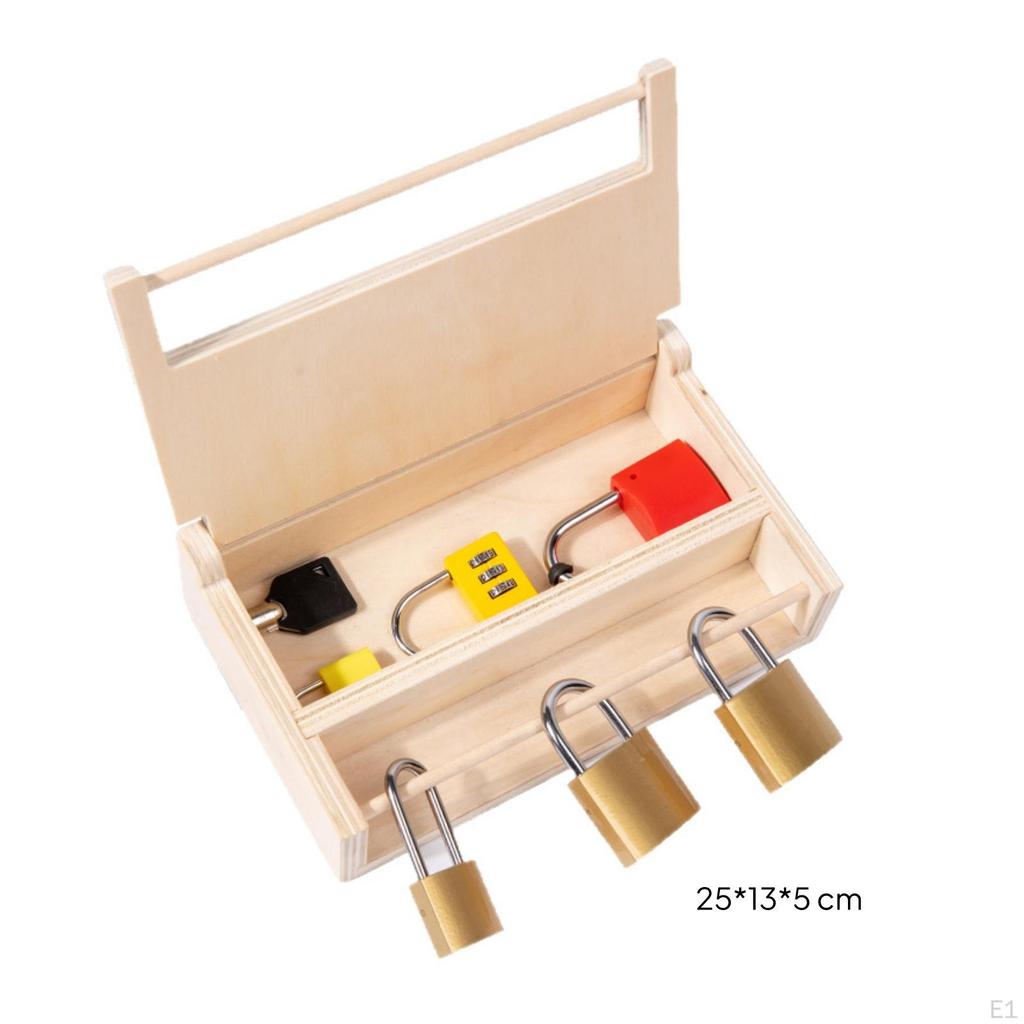 Lock and Key Set with Wooden Box Fine Motor ChildCentered Learning Educational Toy