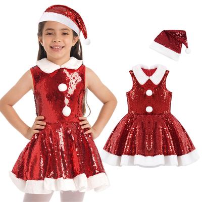 Φορέματα Χριστουγεννιάτικου Χορού για Κορίτσια, Κοστούμια Χριστουγέννων, Αμάνικο Φόρεμα με Πούλιες, Φανταχτερό Ντύσιμο