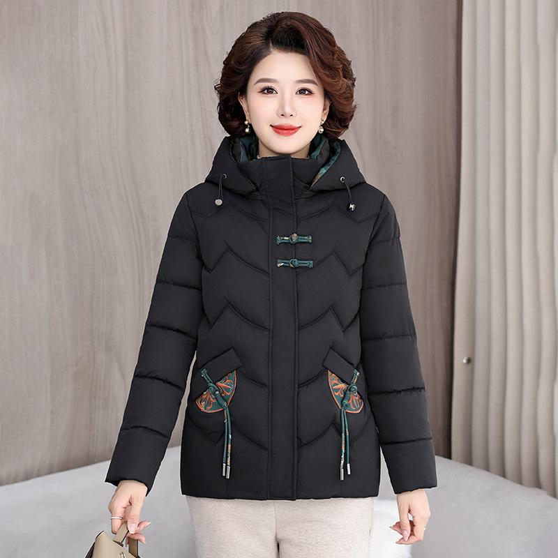 

2025 Short Fashion Embroidered Cotton Jacket Down Cotton Jacket Thickened Winter Jacket XL чёрный
