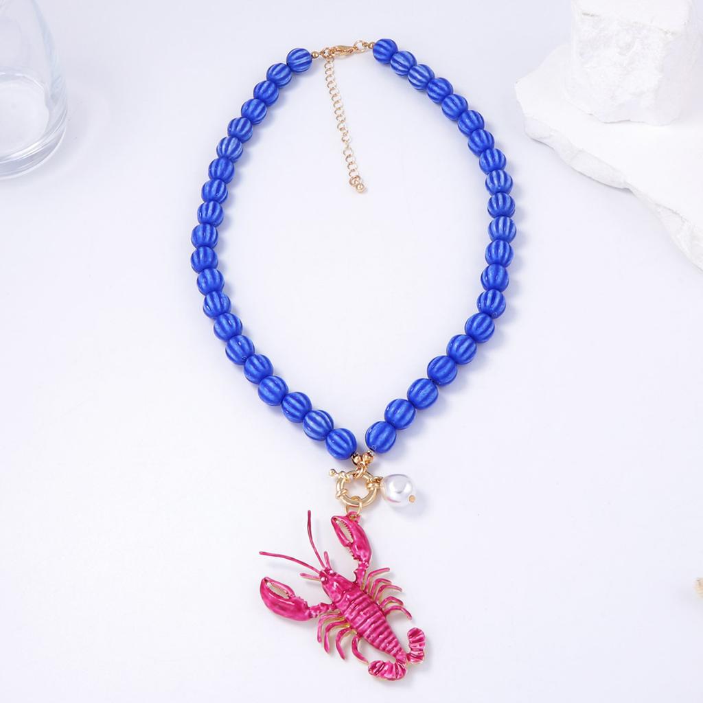 Animals Lobster Pendant Necklace for Women Summer Beach Party Jewelry Gifts