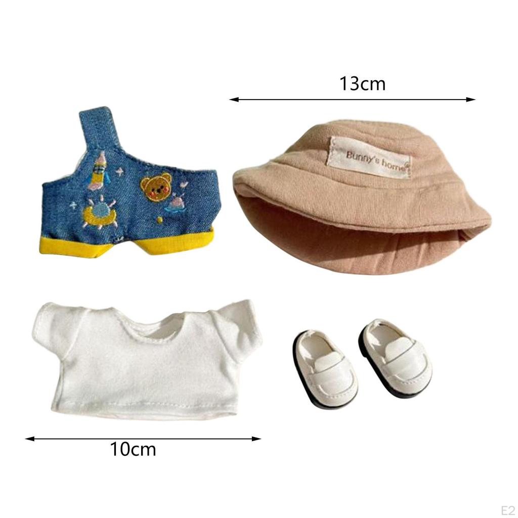 6.69inch Doll Clothes Soft Dressing Up Decoration DIY Toy Clothing Embroidered Denim