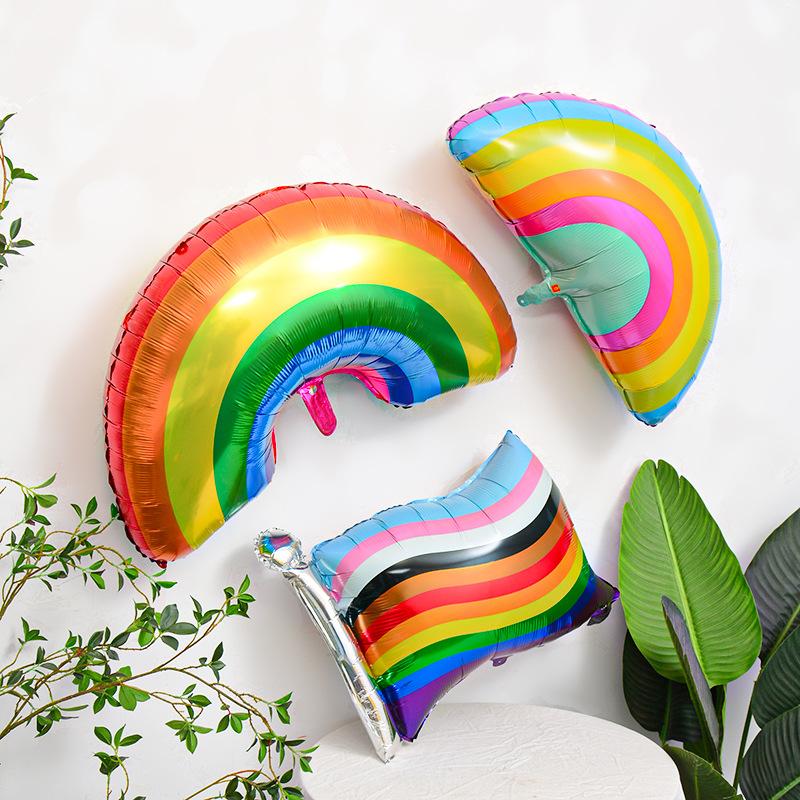 Rainbow Series Aluminum Foil Balloon Party Background Decoration Rainbow Stripes Flag Balloon Baby Shower Aluminum Film Balloon