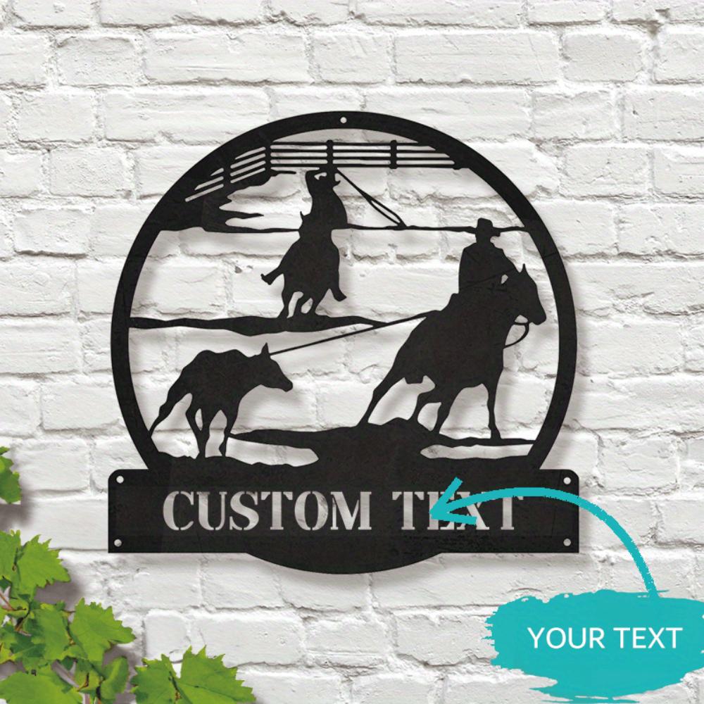 Unique Custom Team Roper Cowboy Horse Metal Wall Art Retro Home Decor Personalized Name