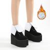 Winter Boots Women Waterproof Snow Thick Platform Bottom Snow Boots Fur Inside Lace Up Wedge Heels Height Increased Warm Shoes for Women
