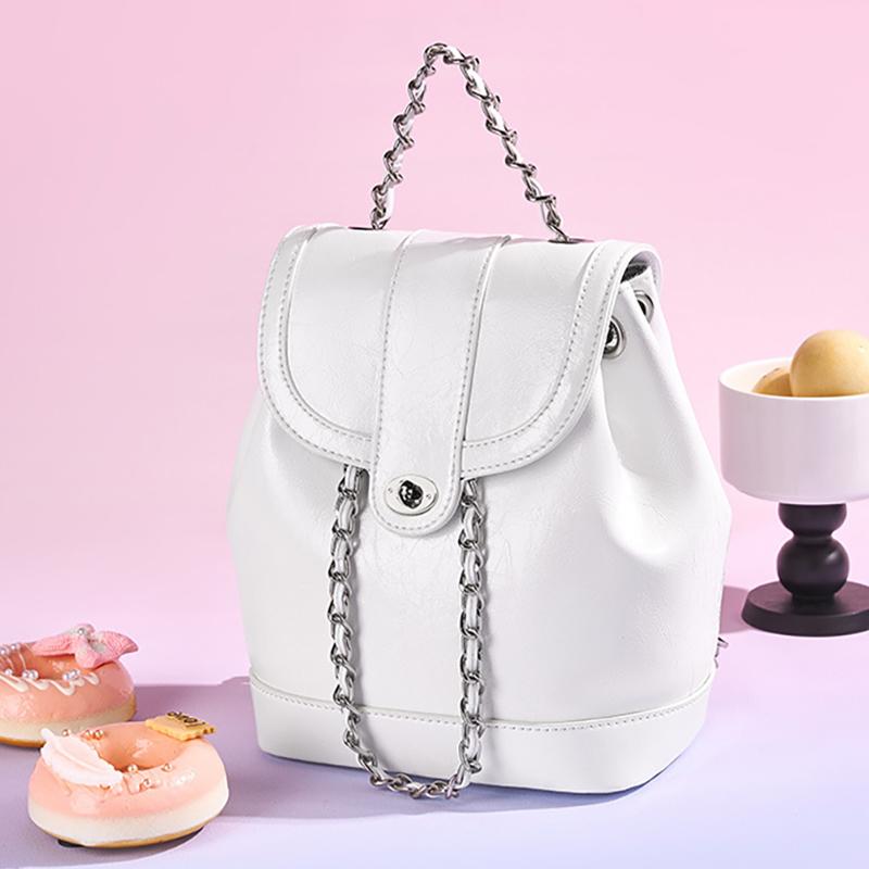 Women's Fashiable Simple Chain Backpack Small and Cvenient Backpack Versatile Commuter Handbag