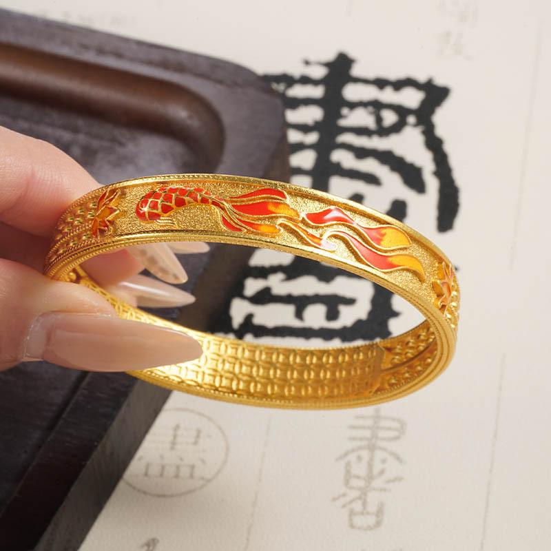 Hollow Abacus Copper Coin Pattern Bracelet Palace Style Enamel Koi Carp Jewelry Bracelet