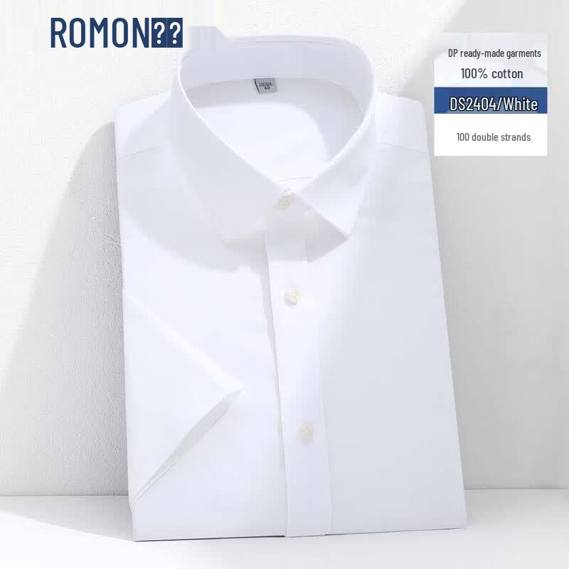 Romon Men s 100% Cotton Non-Iron Short-Sleeve Business Shirt 38