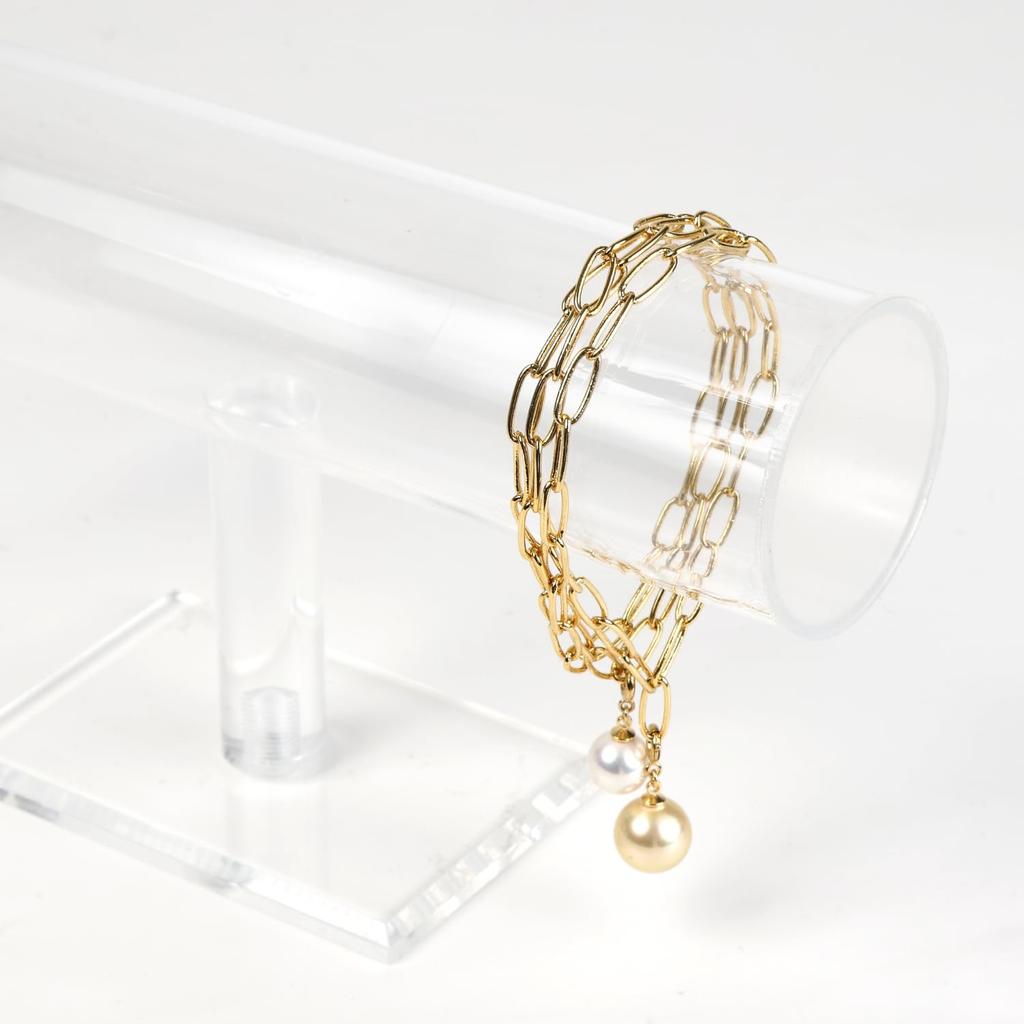 [MIONO] [Produced by Yumi Katsura] Pearl Necklace Yumisienne Large Pearl 3-Piece Set Popular Women's Formal Wear Simple Stylish Made In Japan (Gold)
